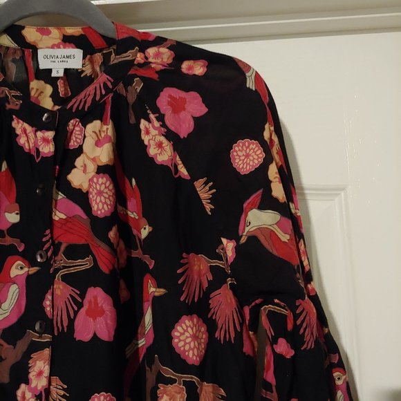 Colorful Bird Print Blouse - Picture 3 of 11